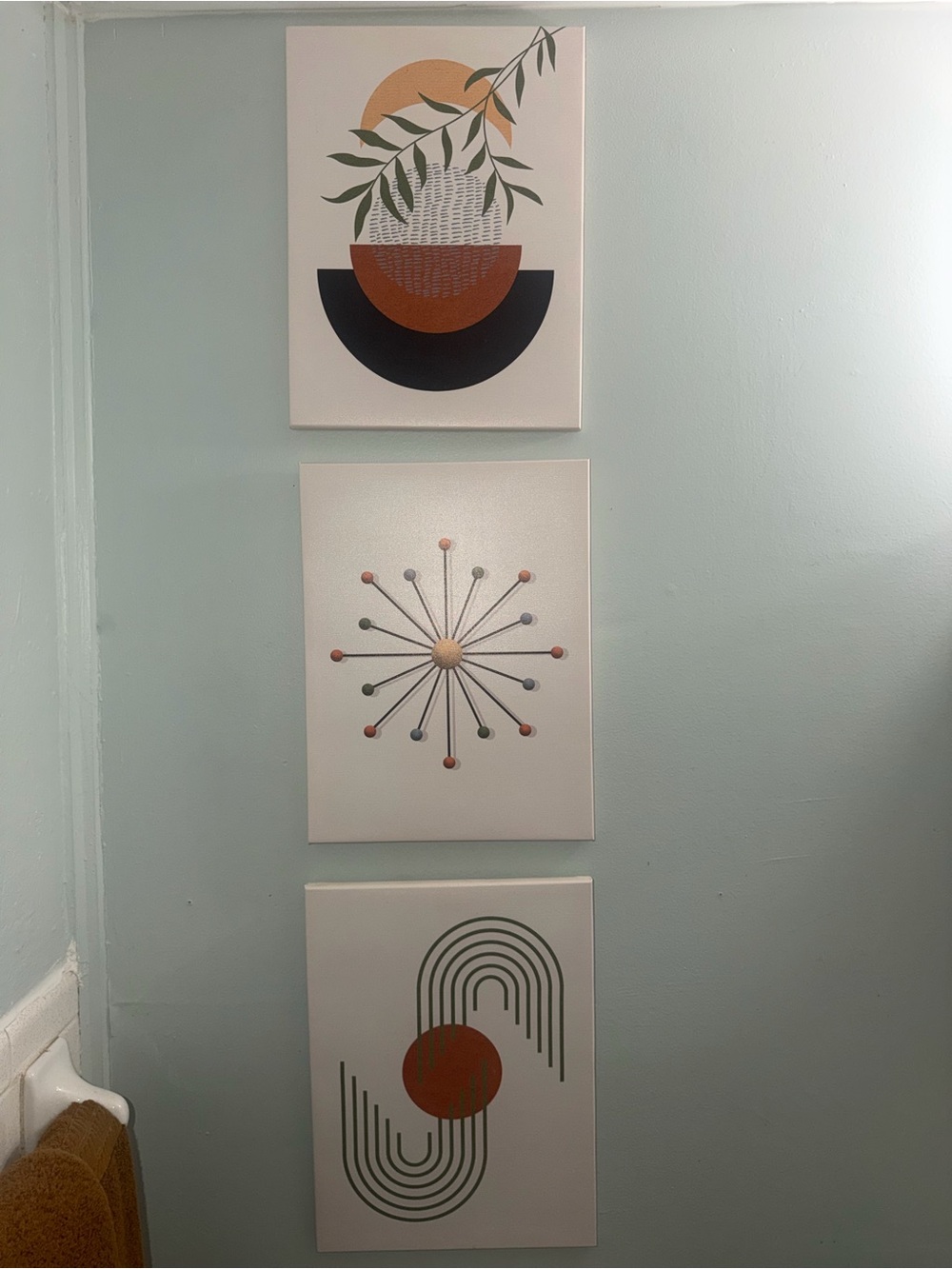 Boho Contemporary Trio Wall Art Set - Terracotta, Black & Green